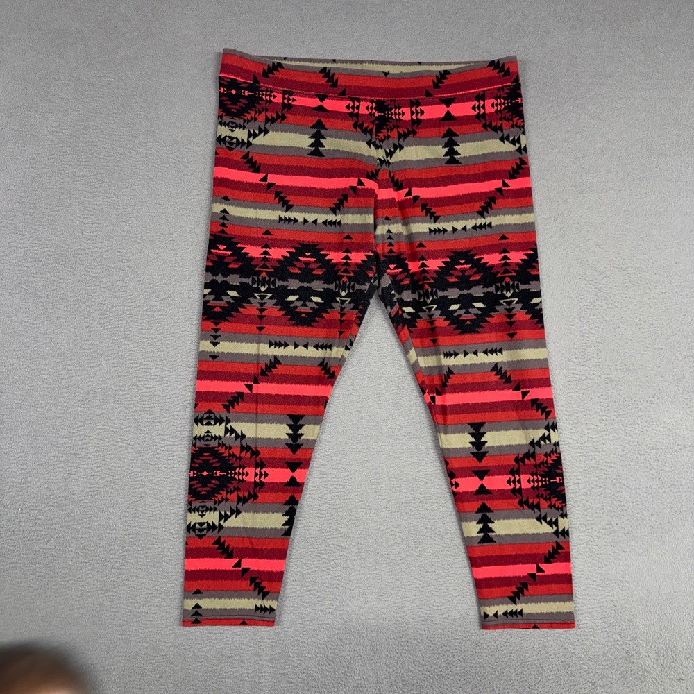 American Eagle Leggings Womens XXL Red Southwestern Hi-Rise Cotton Blend Stretch